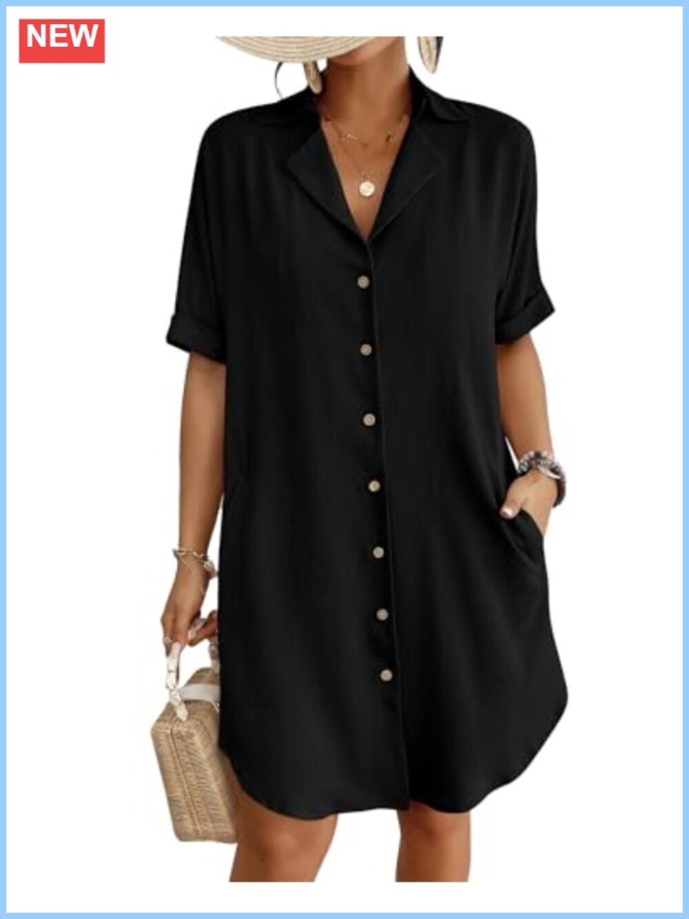 Women's Swim Cover Up Button Down Short Sleeve Beach Shirt Polyester,